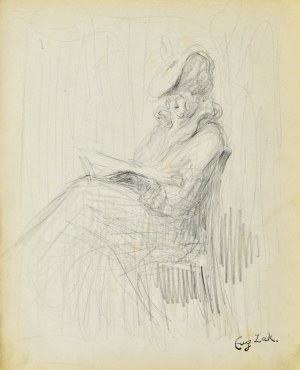 Eugeniusz ZAK (1887-1926), Siedząca kobieta czytająca książkę