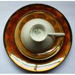 Zestaw deserowy (filiżanka, podstawka, talerzyk) z niemieckiej porcelany Waldsassen, lata 1950-60