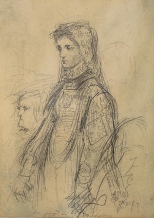 Jan Matejko (1838 Kraków - 1893 tamże), Wizerunek młodej kobiety – do portretu Barbary