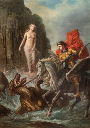 Feliks Sypniewski (1830-1902), Nad smoczą jamą (Perseusz i Andromeda), 1880 r.