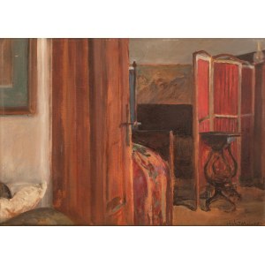 Jacek Malczewski (1854 Radom - 1929 Kraków), Wnętrze sypialni w Lusławicach, 1926 r.
