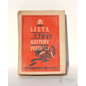 LISTA STRAT KULTURY POLSKIEJ wyd. S. Arcta 1947 okładka M. Bilińska