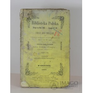 Polnische Bibliothek HINWEISE NAD ŻYCIEM JANA ZAMOJSKIEGO 1864 Ausfuhrliste von 1788