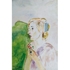 Wlastimil HOFMAN (1881-1970), Dziewczyna z czerwonymi kwiatami, 1968