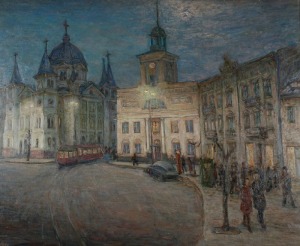 Stefan JUST (1905-1977), Plac Wolności w Łodzi o zmroku