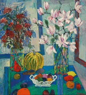Jan SZANCENBACH (1928-1998), Magnolie i owoce, 1997