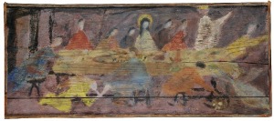 Piotr POTWOROWSKI (1898-1962), Ostatnia Wieczerza [Maria Magdalena obmywająca stopy Chrystusowi - tytuł z odwrocia obrazu], 1947