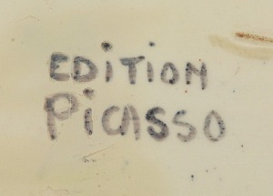 Pablo PICASSO (1881-1973) - projekt, Półmisek z pejzażem i datą: 8.12.53 na kołnierzu