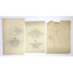 [Angewandte Kunst]. [1920er und 1930er Jahre]. Eine Gruppe von Zeichnungen, Entwürfen, Mustern von silbernen Gebrauchsgegenständen und Dekorac...