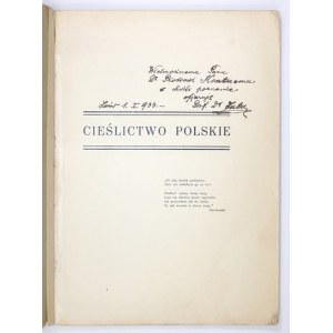 J.S. ZUBRZYCKI - Cieślictwo polskie. 1930, mit einer Widmung des Autors.