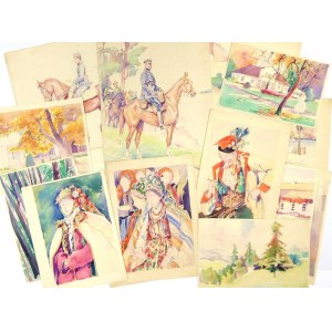 [watercolor sketches]. A collection of 29 watercolor sketches that are largely more or less advanced copies of ...