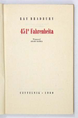BRADBURY R. – 451º Fahrenheita. 1960. Obwoluta Romana Cieślewicza.