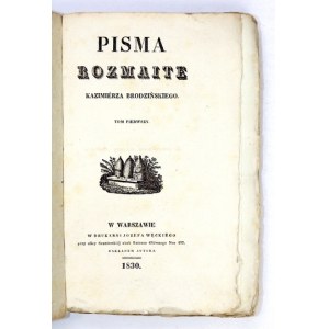 W. BRODZIŃSKI - Pisma rozmaite. 1831. T. 1 (das einzige veröffentlichte Exemplar).