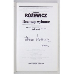 T. Różewicz - Dramaty wybrane. 1994. s podpisom autora.
