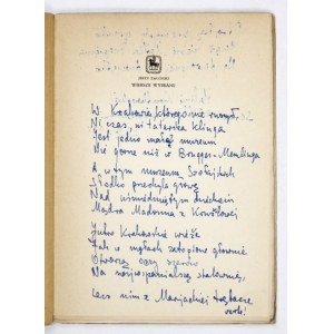 J. ZAGÓRSKI - Vybrané básně. 1951. s rozsáhlou dedikací autora.