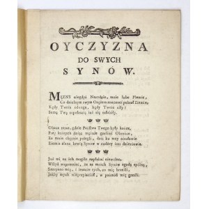 OYCZYNA an seine Söhne. B. m. [ca. 1790]. 4, s. [4]. brosch. Bde.