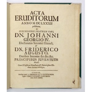 ACTA Eruditorum. 1682. Mit einer Erstausgabe von Hevelius' Werk über Mondfinsternisse.