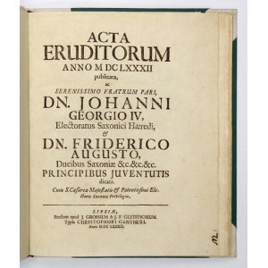 ACTA Eruditorum. 1682. Z pierwodrukiem pracy Heweliusza o zaćmieniu księżyca.