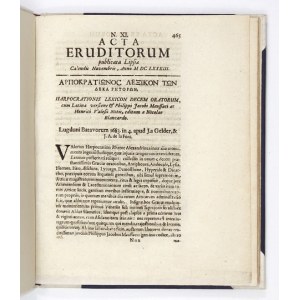 ACTA Eruditorum. 1683. Z pierwodrukiem pracy Heweliusza o komecie.