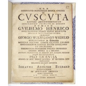 Opis liečivých účinkov byliny konope (v latinčine) z roku 1715.