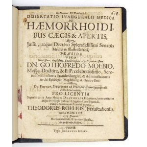 Traktat medyczny (po łacinie) o hemoroidach z 1662.