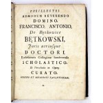 O rozdílech mezi křesťanskou a židovskou vírou (latinsky) z roku 1767.