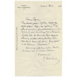 [KORFANTY Wojciech, WASILEWSKI Zygmunt]. Dva dopisy adresované nejmenovanému profesorovi týkající se psaní...