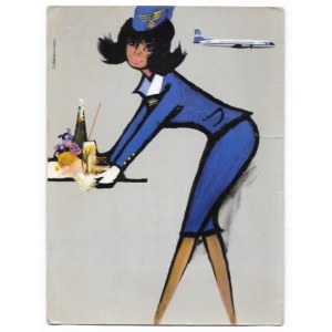 [LOT - advertising postcard 2]. [Stewardess].