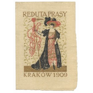 [ZAPROSZENIE]. Ozdobne zaproszenie: Reduta Prasy. Kraków 1909 projektu Jana Bukowskiego.