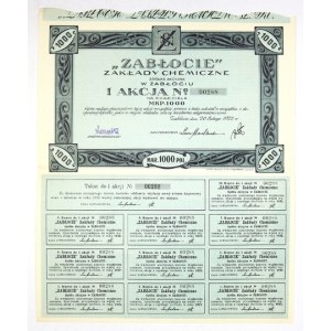 ZABLOCIE, Chemical Works, Joint Stock Company in Zabloc. 1 share [...] in bearer form, Mkp. 1000 [...].