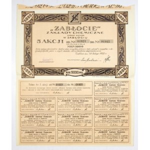 ZABLOCIE, Chemical Works, Joint Stock Company in Zabloc. 5 shares [...] in bearer form, Mkp. 5000 [...].