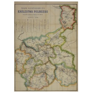 [POLEN]. Wirtschaftskarte des Königreichs Polen, bearbeitet von H. Brzezicki [...]. Farblithographie. 45,2x32,...