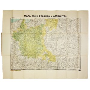 [POLSKA]. Mapa ziem polskich i ościennych. Mapa barwna form. 55,5x76,2 na ark. 74x92,...