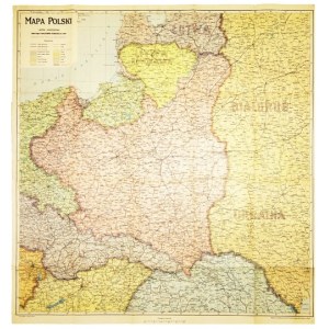 [POLEN]. Karte von Polen. Farbiges Kartenblatt. 82,6x81,4 cm.