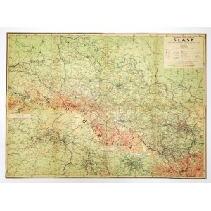 [ŚLĄSK]. Śląsk. Mapa fizyczno-administracyjna (podział adm. w/g stanu z r. 1939). Mapa barwna form. 60x82,...