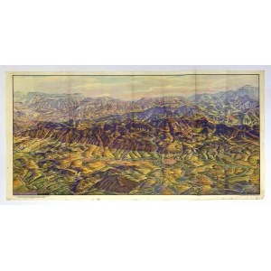 [SUDETY]. Waldenburger Bergland und Eulengebirge. Farbpanoramaform. 37,5x77,4 cm.