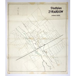 [ŻYRARDÓW]. Stadtplan Zyrardow. Plan dwubarwny form. 79,8x67,2 cm.
