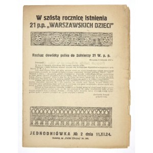 K ŠESTÉMU výročí 21 p.p. Varšavské děti. Jednodenní bulletin n-o 2. Varšava, 11 XI 1924....