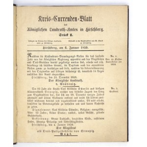 JELENIA GÓRA. Kreis-Currenden-Blatt. Rok 1859.