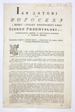 List pasterski biskupa przemyskiego Jana Antoniego de Potoczki z 1826.