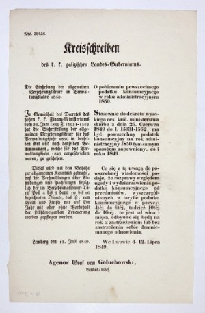 O pobieraniu powszechnego podatku konsumpcyjnego. 1850.