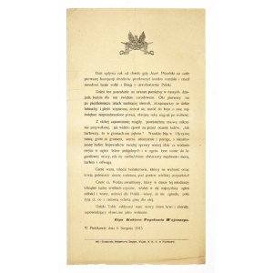 Leaflet issued on the first anniversary of the march of the First Cadre.