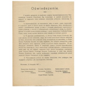 Reakcja organizacji niepodległościowych na kryzys przysięgowy. 1917.