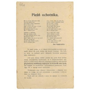Leták z poľsko-sovietskej vojny v roku 1920 s básňou J. Kasprowicza