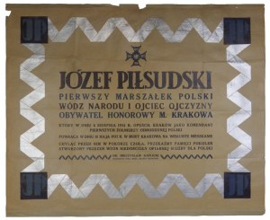 Afisz informujący o uroczystościach pogrzebowych J. Piłsudskiego w Krakowie. 1935.