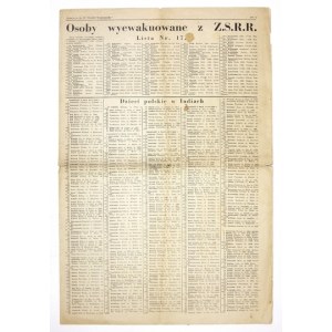PERSONS evacuated from Z.S.R.R. List No. 17. (Next to each name on the list are the following: date and place of u...