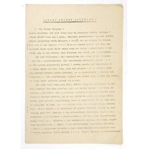 WHAT kind of homeland do we want? [Warsaw 1943?] [Published by Union], [Printed by] Column. Format ca 30x21 cm, p. [2],...