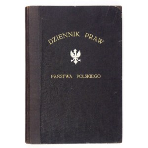 DZIENNIK Praw Państwa Polskiego. Warszawa. Druk. Państw. 8. opr. ppł. z epoki. R.1918. s. 8, 12, 181, [3].