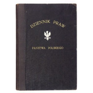DZIENNIK Praw Państwa Polskiego. Warschau. Druk. Państw. 8. pg. Verlag. R.1918. S. 8, 12, 181, [3].