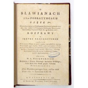 MAJEWSKI W[alenty] S[korochod] - O Sławianach i ich pobratymcach części Isza. Obeymuiąca czytane na Posiedzeniach Działow...